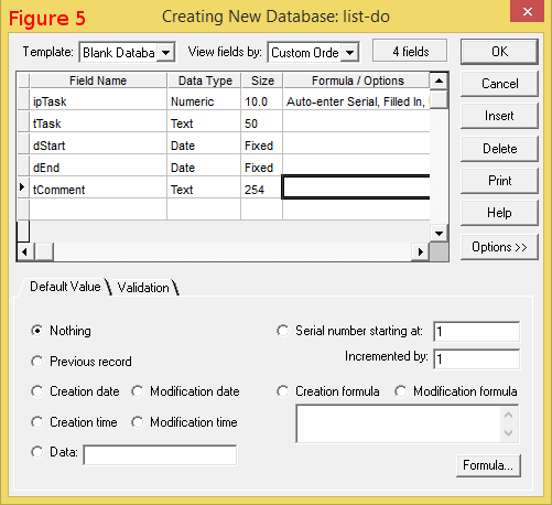 The complete database table format